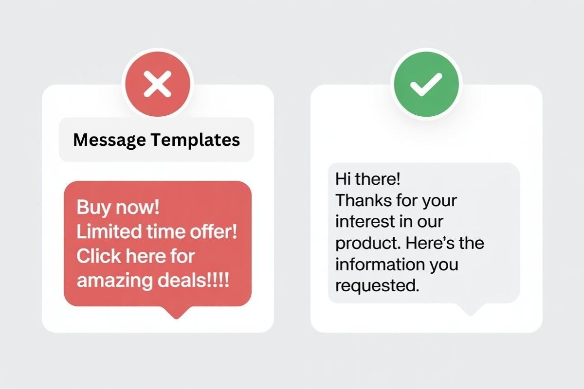 Approved vs rejected WhatsApp message templates example